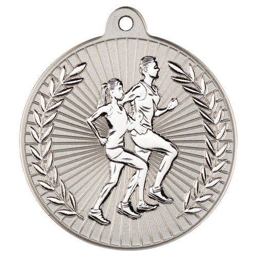 Running Two Colour Medal - 50mm - Matt Silver/Silver by Legacy Outfitters