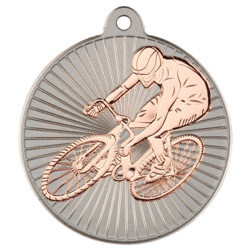 Cycling Two Colour Medal - 50mm - Matt Silver/Bronze by Legacy Outfitters