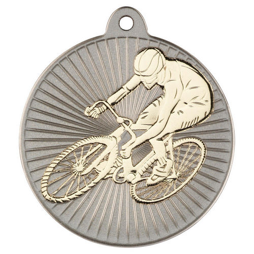 Cycling Two Colour Medal - 50mm - Matt Silver/Gold by Legacy Outfitters