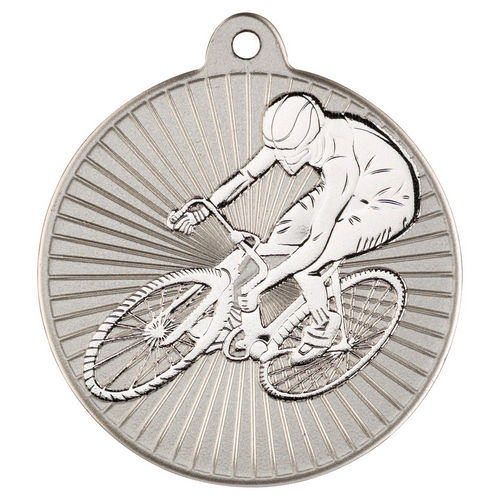 Cycling Two Colour Medal - 50mm - Matt Silver/Silver by Legacy Outfitters