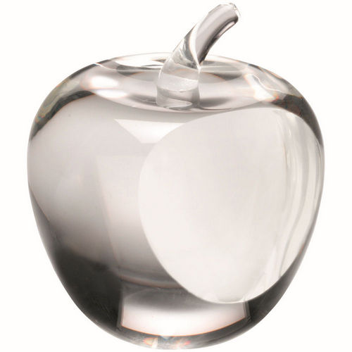 CLEAR GLASS APPLE PAPERWEIGHT WITH PRESENTATION CASE - 3.5in