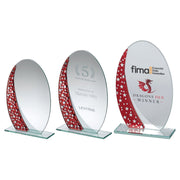 Jade Glass Oval Plaque With Red/Silver Star Design (4mm Thick) by Legacy Outfitters