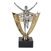 Running Silver & Gold Trophy Front by School Badges UK