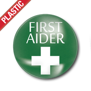 First Aider Small Plastic Button Badge by School Badges UK