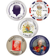 King Charles III Coronation Plastic Button Badges (Pack of 25)