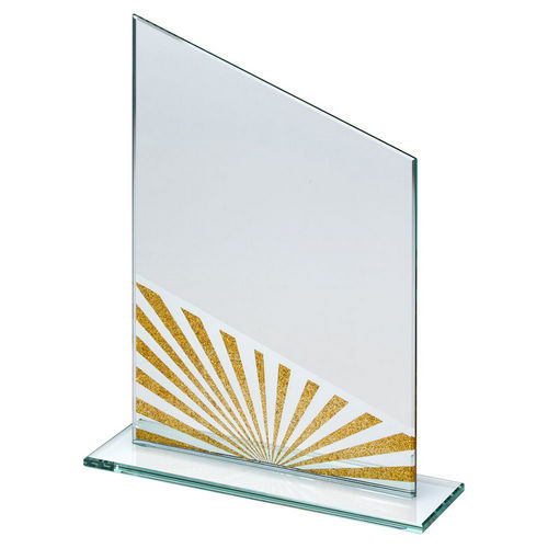 Jade Glass Angled Plaque With Gold/Silver Glitter Detail (5mm Thick) - 165mm by Legacy Outfitters