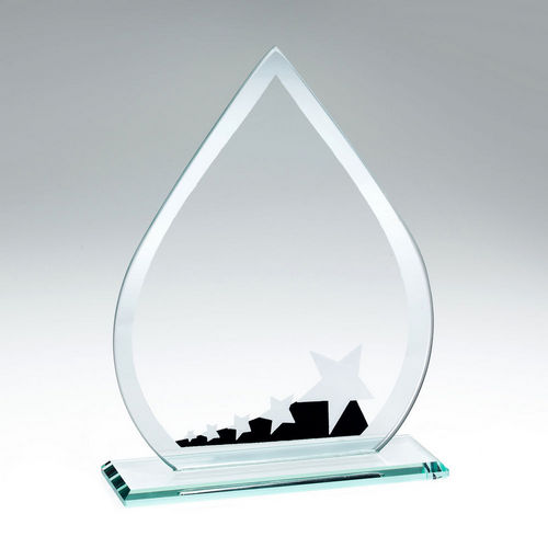 Jade Glass Teardrop With Silver/Black Star Design (4mm Thick) - 165mm by Legacy Outfitters
