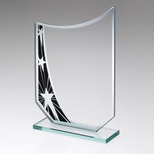 Jade Glass Curved Plaque With Black/Silver Star Design (4mm Thick) - 165mm by Legacy Outfitters