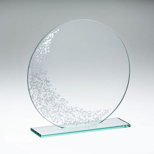 Jade Glass Round Plaque With Silv Detail (4mm Thick) - 140mm by Legacy Outfitters