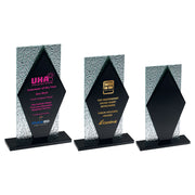 Black Glass Diamond And Base With Clear Frosted Backdrop by Legacy Outfitters