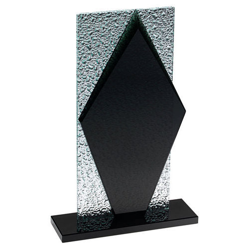 Black Glass Diamond And Base With Clear Frosted Backdrop - 229mm by Legacy Outfitters