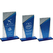 Blue Glass Plaque And Base With Clear Frosted Backdrop by Legacy Outfitters