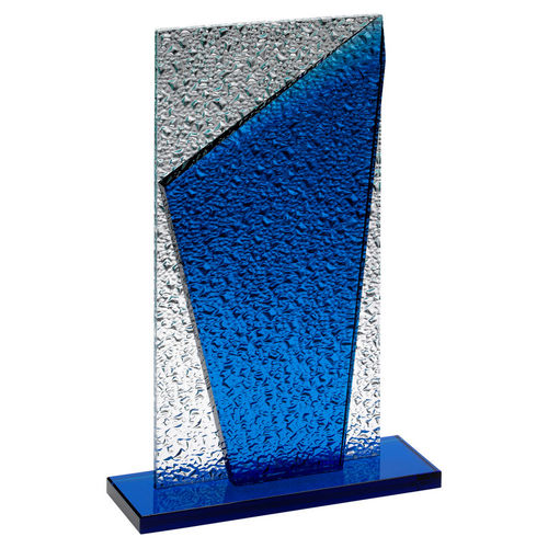 Blue Glass Plaque And Base With Clear Frosted Backdrop - 229mm by Legacy Outfitters