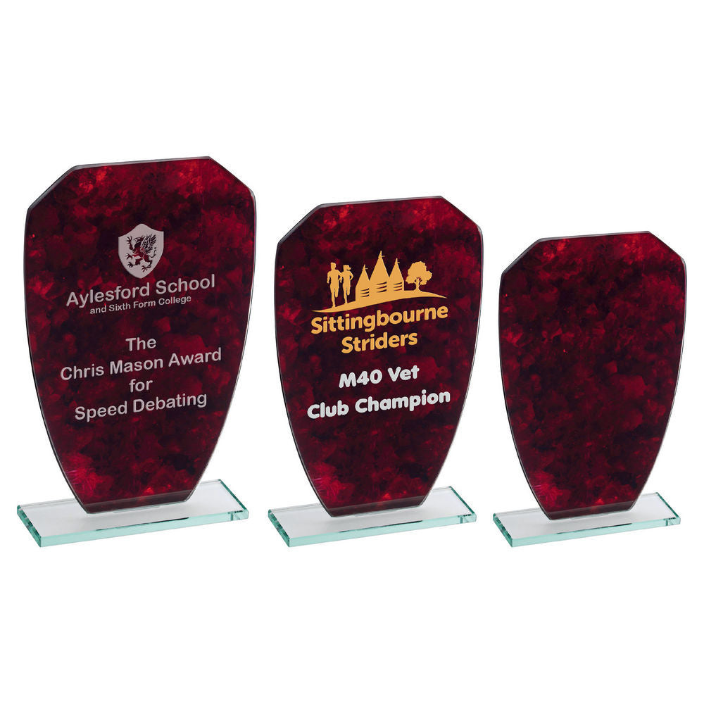 Red Marble Backed Jade Glass Shield (4mm Thick) by Legacy Outfitters